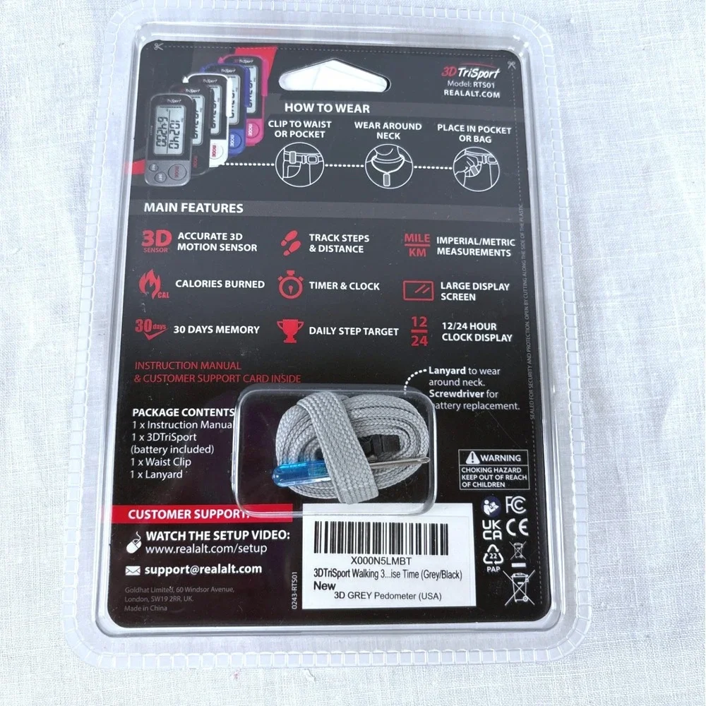 Realalt 3D TriSport Walking Pedometer